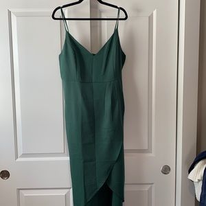 Dark green, tank midi dress, leg slit